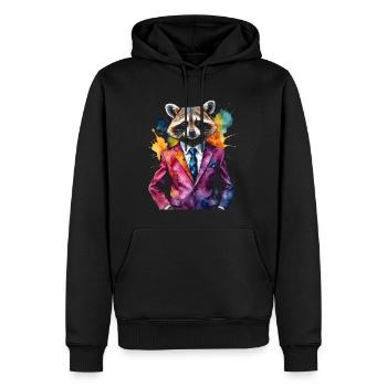 Costume de raton laveur Imprimé de conception animale colorée - Sweat à capuche Premium bio Homme - noir - Devant - Nico (187cm)