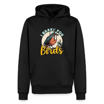 Birdwatching I Brake For Birds Birding Birdwatcher - Men’s Premium Organic Hoodie - black - Front - Nico (187cm)
