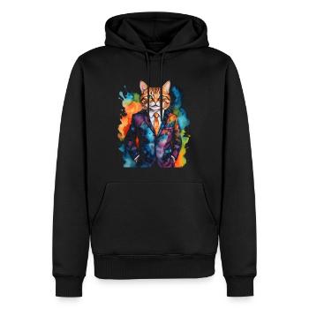 Katze Anzug Bunt Lustig Lustig Tier Design Print - Männer Premium Bio Hoodie - Schwarz - Vorne - Nico (187cm)