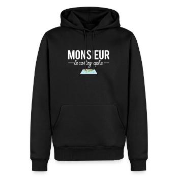 Monsieur le cartographe métier cartographe humour - Sweat à capuche Premium bio Homme - noir - Devant - Nico (187cm)