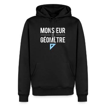 Monsieur le géomètre métier géomètre humour - Sweat à capuche Premium bio Homme - noir - Devant - Nico (187cm)