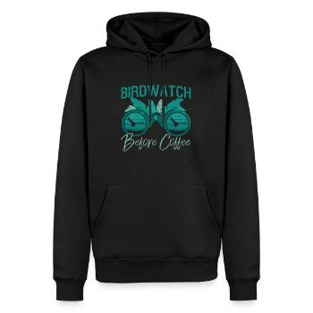 Birdwatch Avant le café Ornithologue Amateur de café - Sweat à capuche Premium bio Homme - noir - Devant - Nico (187cm)