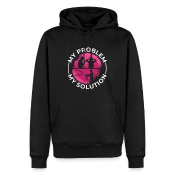 Ornithologue Mon problème Ma solution Pictogramme Maman - Sweat à capuche Premium bio Homme - noir - Devant - Nico (187cm)