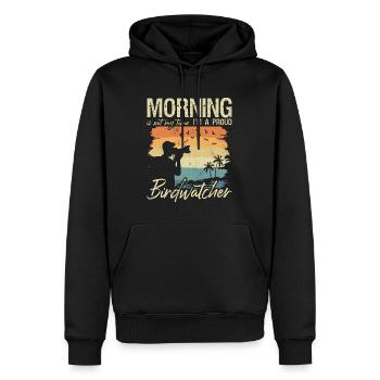 Ornithologue ornithologique : Morning Is Not My Time - Sweat à capuche Premium bio Homme - noir - Devant - Nico (187cm)