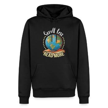 Literature Teacher Scroll Less Read More Reader - Men’s Premium Organic Hoodie - black - Front - Nico (187cm)