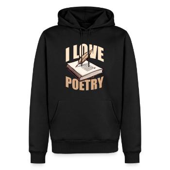 amateur de poésie j’aime poésie écriture lecteur livresque - Sweat à capuche Premium bio Homme - noir - Devant - Nico (187cm)