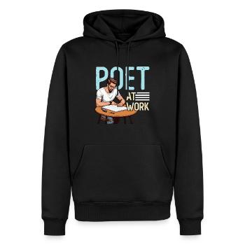 Amateur de poésie Poète au travail Rat de bibliothèque Poésie Écriture - Sweat à capuche Premium bio Homme - noir - Devant - Nico (187cm)