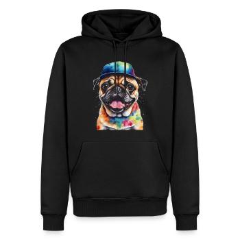 Carlin Snapback Cap Chien Coloré Drôle Design Imprimer - Sweat à capuche Premium bio Homme - noir - Devant - Nico (187cm)