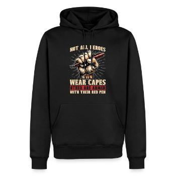 Book Editor Not All Heroes Wear Capes Bookworm - Männer Premium Bio Hoodie - Schwarz - Vorne - Nico (187cm)