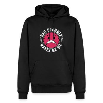 Book Editor Bad Grammar Makes Me Sic Bookworm - Männer Premium Bio Hoodie - Schwarz - Vorne - Nico (187cm)