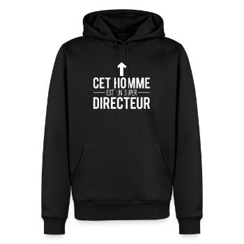 Cet homme est un super directeur humour - Sweat à capuche Premium bio Homme - noir - Devant - Nico (187cm)