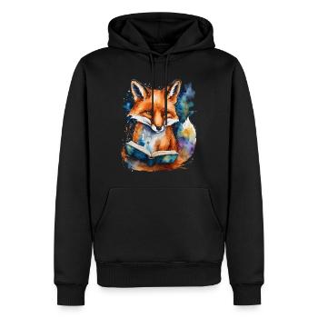 Livre de lecture renard imprimé de conception animale colorée - Sweat à capuche Premium bio Homme - noir - Devant - Nico (187cm)