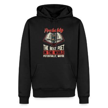 L’amateur de poésie est probablement le meilleur poète lecteur livresque - Sweat à capuche Premium bio Homme - noir - Devant - Nico (187cm)