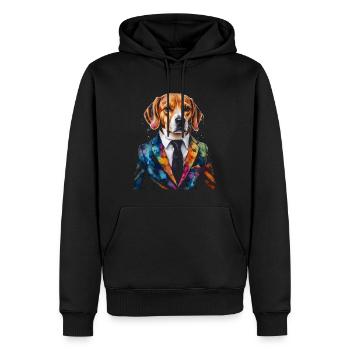 Beagle Anzug Hund Bunt Lustig Tier Design Print - Männer Premium Bio Hoodie - Schwarz - Vorne - Nico (187cm)