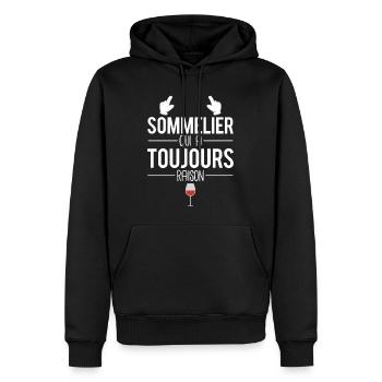 Sommelier qui a toujours raison métier vin humour - Sweat à capuche Premium bio Homme - noir - Devant - Nico (187cm)