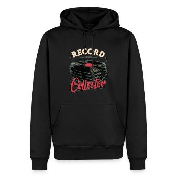 Disques vinyles collector disc jockey musique rétro - Sweat à capuche Premium bio Homme - noir - Devant - Nico (187cm)
