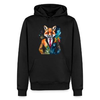 Fuchs Anzug Bunt Tier Design Print - Männer Premium Bio Hoodie - Schwarz - Vorne - Nico (187cm)