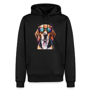 Beagle Sunglasses Dog Funny Animal Design Print - Men’s Premium Organic Hoodie - black - Front - Nico (187cm)