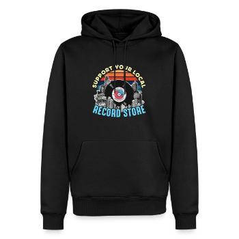 Vinyl Records Support Your Local Record Collector - Männer Premium Bio Hoodie - Schwarz - Vorne - Nico (187cm)