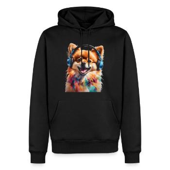 Casque de Poméranie Chien Imprimé - Sweat à capuche Premium bio Homme - noir - Devant - Nico (187cm)