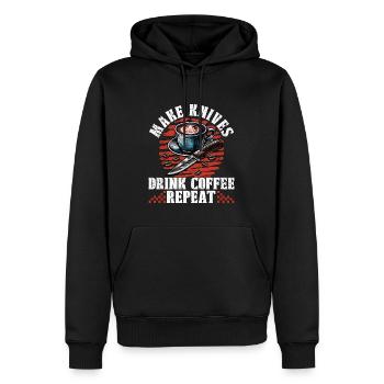 Blade Forging Make Knives Drink Coffee Ironsmith - Männer Premium Bio Hoodie - Schwarz - Vorne - Nico (187cm)