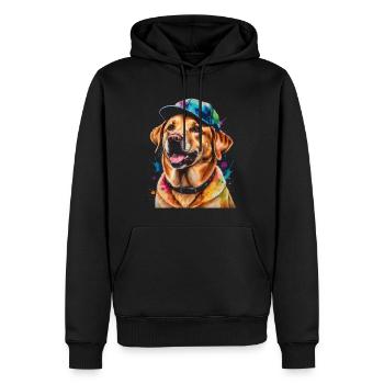 Labrador Retriever Snapback Cap Dog Design Print - Men’s Premium Organic Hoodie - black - Front - Nico (187cm)