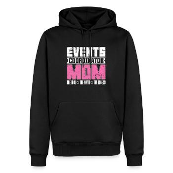 Coordinatrice d’événements Maman L’Idole L’Organisatrice - Sweat à capuche Premium bio Homme - noir - Devant - Nico (187cm)