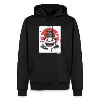 Japanische Berge: Shinto-Pagode lachendes Gesicht - Männer Premium Bio Hoodie - Schwarz - Vorne - Nico (187cm)