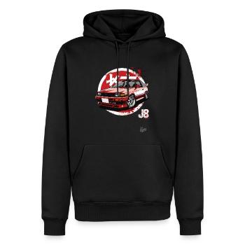 80er & 90er: Japanisches Sportwagen JDM Tuning - Männer Premium Bio Hoodie - Schwarz - Vorne - Nico (187cm)