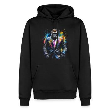 Gorilla Anzug Affe Bunt Tier Design Print - Männer Premium Bio Hoodie - Schwarz - Vorne - Nico (187cm)