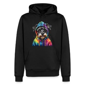 Zwergschnauzer Hoodie Hund Lustig Tier Print - Männer Premium Bio Hoodie - Schwarz - Vorne - Nico (187cm)