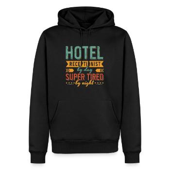 Hotel Receptionist By Day Super Administrative - Men’s Premium Organic Hoodie - black - Front - Nico (187cm)