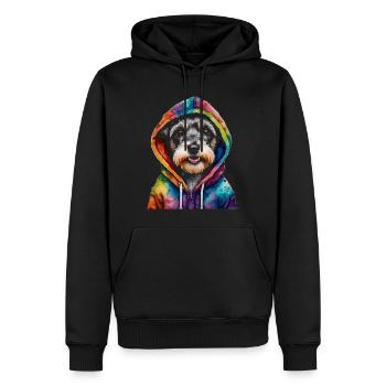 Zwergschnauzer Hoodie Hund Lustig Tier Print - Männer Premium Bio Hoodie - Schwarz - Vorne - Nico (187cm)