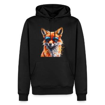 Fuchs Sonnenbrille Bunt Tier Design Print - Männer Premium Bio Hoodie - Schwarz - Vorne - Nico (187cm)