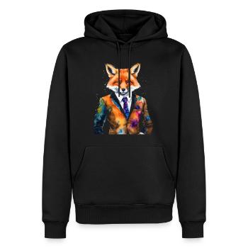 Fuchs Anzug Bunt Tier Design Print - Männer Premium Bio Hoodie - Schwarz - Vorne - Nico (187cm)