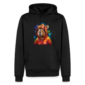 Capybara Hoodie Capy Bunt Tier Design Print - Männer Premium Bio Hoodie - Schwarz - Vorne - Nico (187cm)