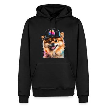 Loulou de Poméranie Casquette Snapback Chien Imprimé - Sweat à capuche Premium bio Homme - noir - Devant - Nico (187cm)
