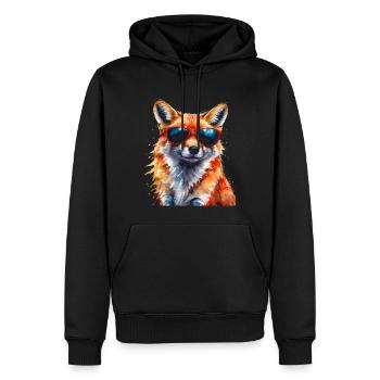 Fuchs Sonnenbrille Bunt Tier Design Print - Männer Premium Bio Hoodie - Schwarz - Vorne - Nico (187cm)