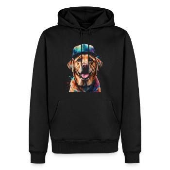 Labrador Retriever Snapback Cap Chien Design Print - Sweat à capuche Premium bio Homme - noir - Devant - Nico (187cm)
