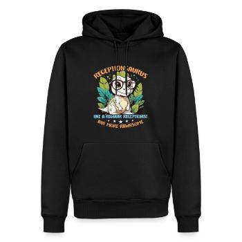 Receptionist Receptionsaurus Like A Office Worker - Men’s Premium Organic Hoodie - black - Front - Nico (187cm)