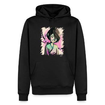 La Sakura Girl japonaise - Sweat à capuche Premium bio Homme - noir - Devant - Nico (187cm)