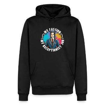 Receptionist My Passion My Receptionist Office Job - Men’s Premium Organic Hoodie - black - Front - Nico (187cm)