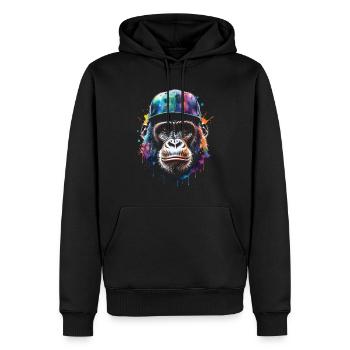 Gorille Snapback Cap Monkey Cool Animal Design Print - Sweat à capuche Premium bio Homme - noir - Devant - Nico (187cm)