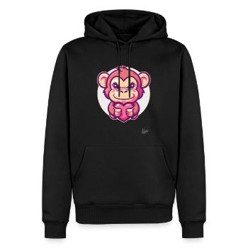 Süßer Affe mit Herz und Liebe - Männer Premium Bio Hoodie - Schwarz - Vorne - Nico (187cm)