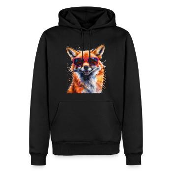 Fuchs Sonnenbrille Bunt Tier Design Print - Männer Premium Bio Hoodie - Schwarz - Vorne - Nico (187cm)