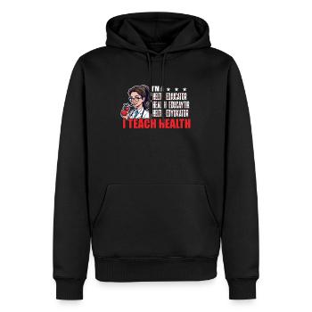 Éducateur en santé Je suis un conseiller en santé J’enseigne - Sweat à capuche Premium bio Homme - noir - Devant - Nico (187cm)