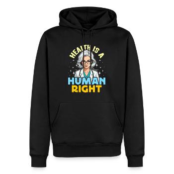 Éducateur en santé La santé est un droit de l’homme Les soins de santé - Sweat à capuche Premium bio Homme - noir - Devant - Nico (187cm)