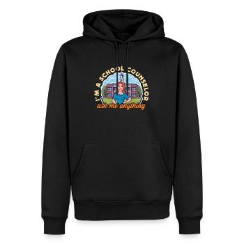 Je suis un conseiller scolaire Demandez-moi n’importe quoi Conseil - Sweat à capuche Premium bio Homme - noir - Devant - Nico (187cm)