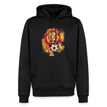 Lion Football Coloré Espagne Animal Design Imprimer - Sweat à capuche Premium bio Homme - noir - Devant - Nico (187cm)