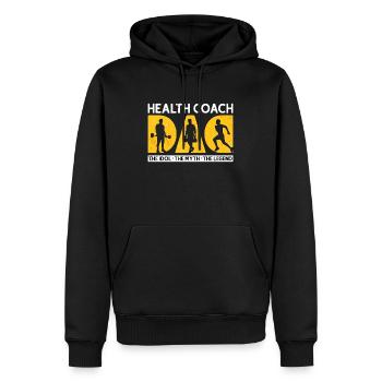Coach de santé Papa L’idole Le mythe Entraîneur de fitness - Sweat à capuche Premium bio Homme - noir - Devant - Nico (187cm)